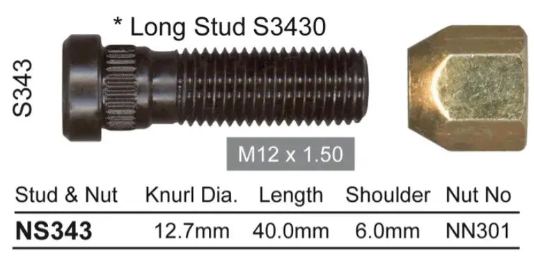 Nice Wheel Stud & Nut Set - Ns343 1