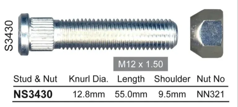 Nice Wheel Stud & Nut Set - Ns3430 1