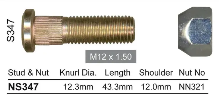 Nice Wheel Stud & Nut Set - Ns347 1