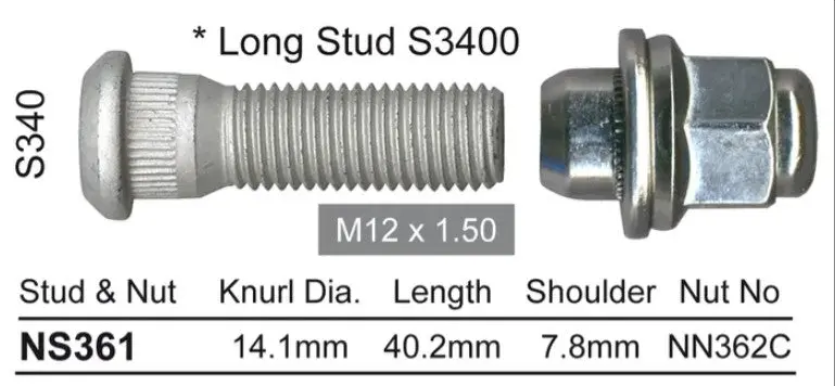Nice Wheel Stud & Nut Set - Ns361 1