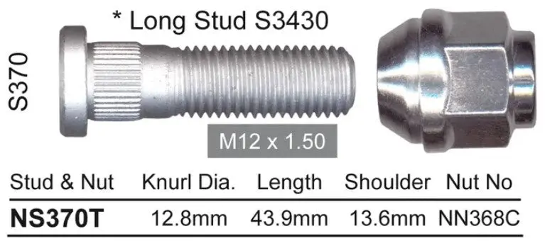 Nice Wheel Stud & Nut Set - Ns370t 1