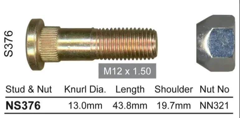 Nice Wheel Stud & Nut Set - Ns376 1