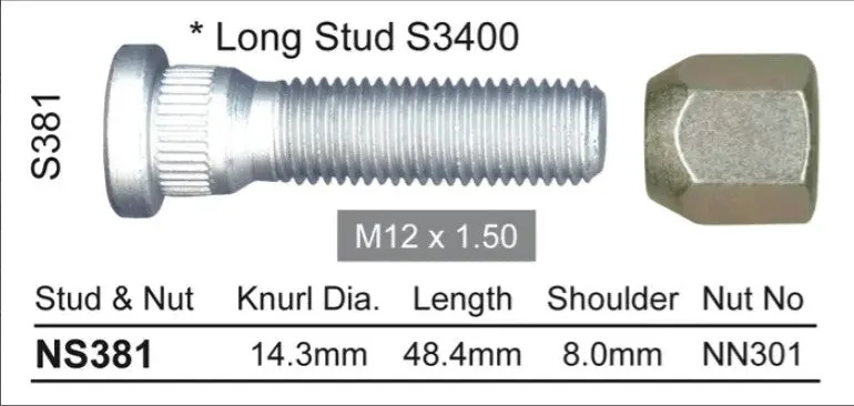 Nice Wheel Stud & Nut Set - Ns381 1