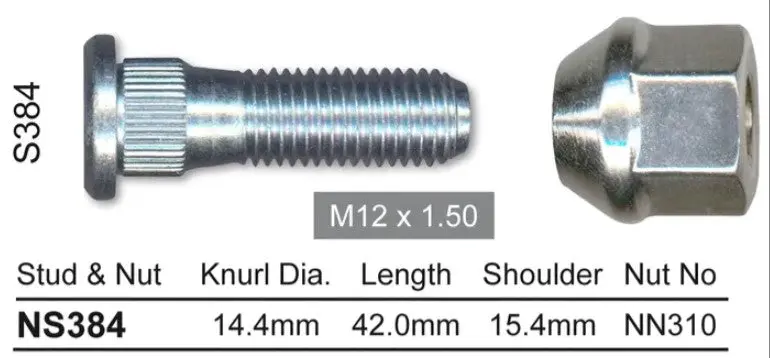 Nice Wheel Stud & Nut Set - Ns384 1