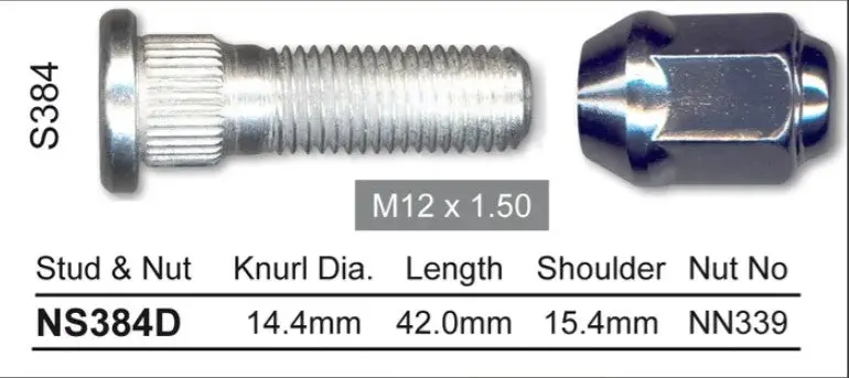 Nice Wheel Stud & Nut Set - Ns384d 1