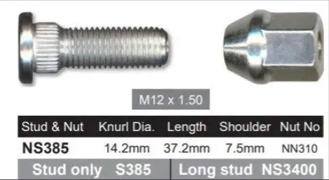 Nice Wheel Stud & Nut Set - Ns385 1