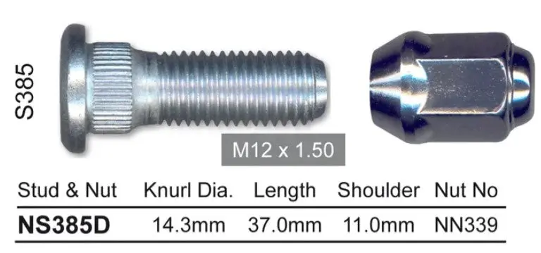Nice Wheel Stud & Nut Set - Ns385d 1