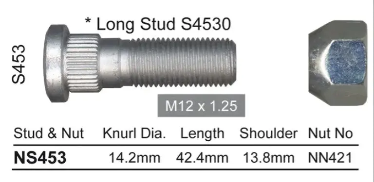 Nice Wheel Stud & Nut Set - Ns453 1