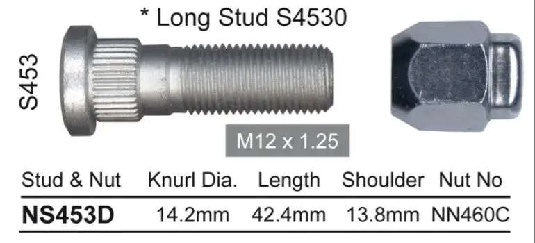 Nice Wheel Stud & Nut Set - Ns453d 1