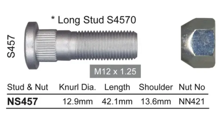 Nice Wheel Stud & Nut Set - Ns457 1