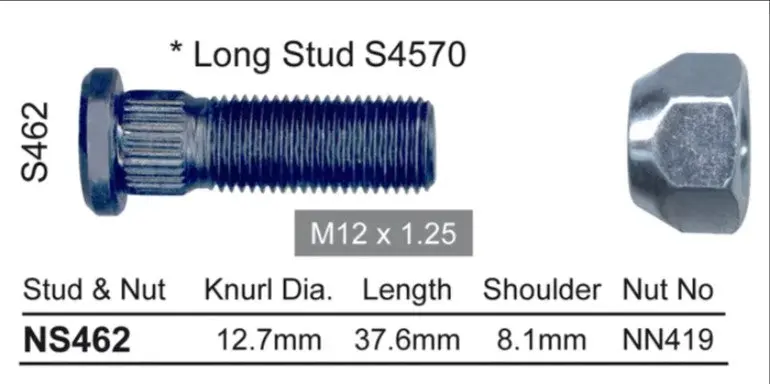 Nice Wheel Stud & Nut Set - Ns462 1