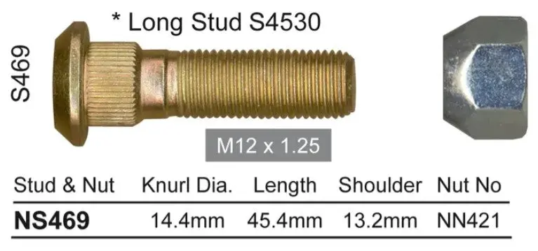 Nice Wheel Stud & Nut Set - Ns469 1