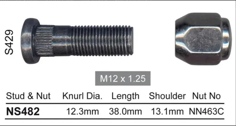 Nice Wheel Stud & Nut Set - Ns482 1