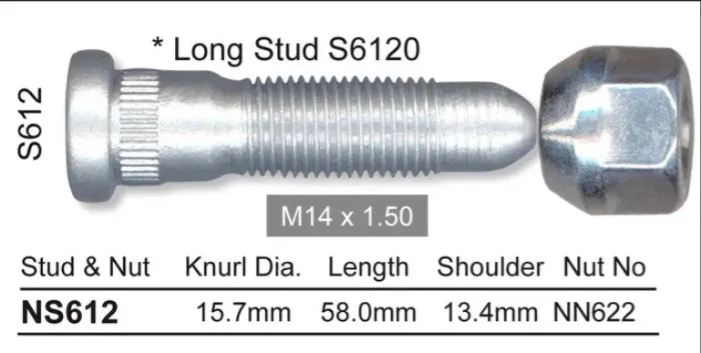 Nice Wheel Stud & Nut Set - Ns612 1
