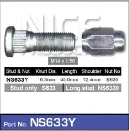 Nice Wheel Stud & Nut Set - Ns633y 1