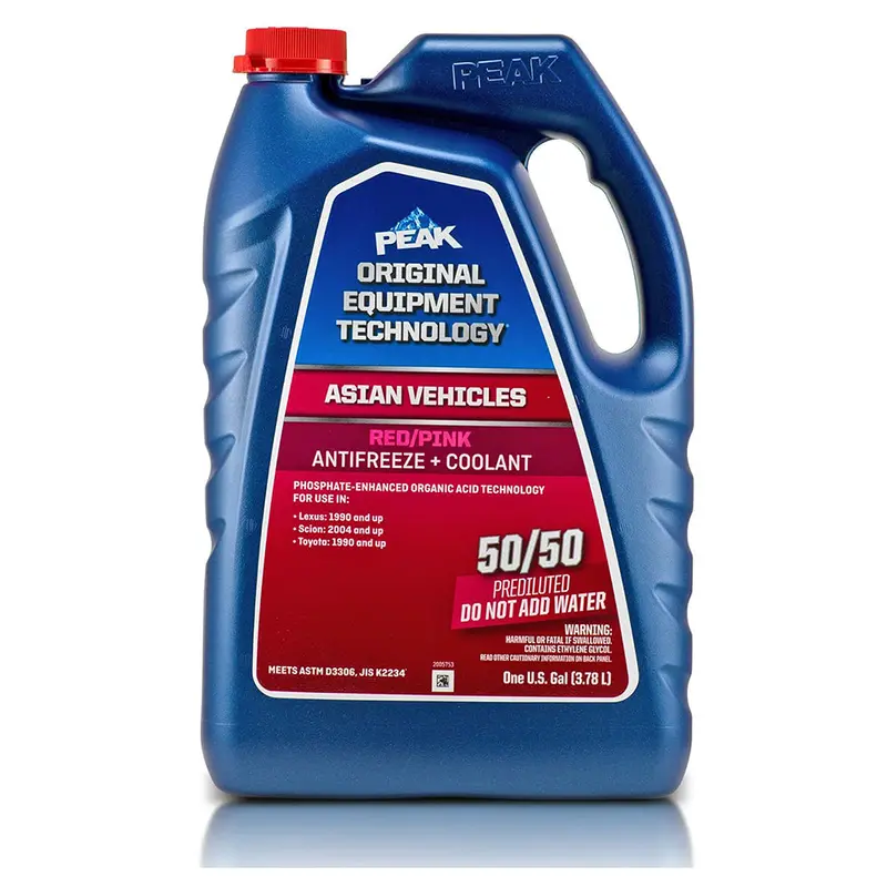 Peak Parb53 Oet Extended Life Red/Pink 50/50 Prediluted Antifreeze/Coolant For Asian Vehicles, 1 Gallon 1