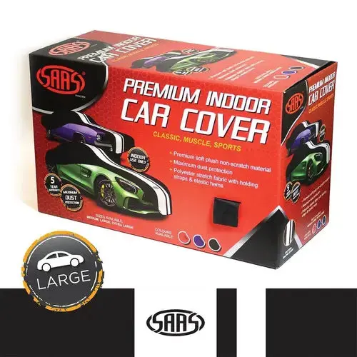 Saas Car Cover Indoor Classic Large 5.0M Black With White Stripes - Sc1012 1