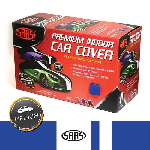 Saas Car Cover Indoor Classic Medium 4.5M Blue With White Stripes - Sc1021 1