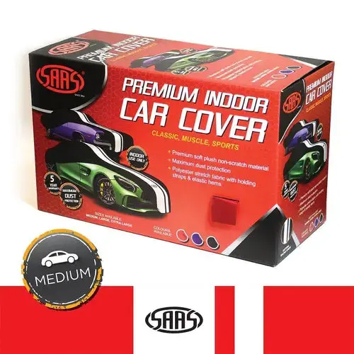 Saas Car Cover Indoor Classic Medium 4.5M Red With White Stripes - Sc1031 1