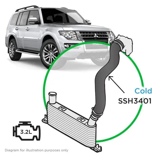 Saas Mitsubishi Pajero 3.2 Ns Nt Nx Nw 2006 - 2020 Intercooler Cold Side Silicone - Ssh3401 1