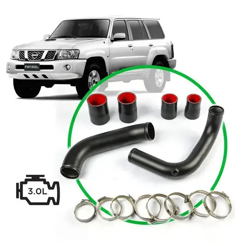 Saas Nissan Patrol Gu/Y61 Zd30 Crd 12/2006 - 10/2017 Black Pipe Kit - Sah4101b-Kit 1