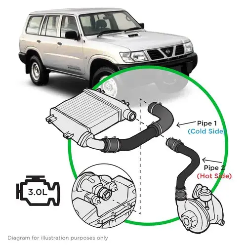 Saas Nissan Patrol Gu/Y61 Zd30 Direct Inj 04/2000 - 12/2006 Black Pipe Kit - Sah4102b-Kit 1