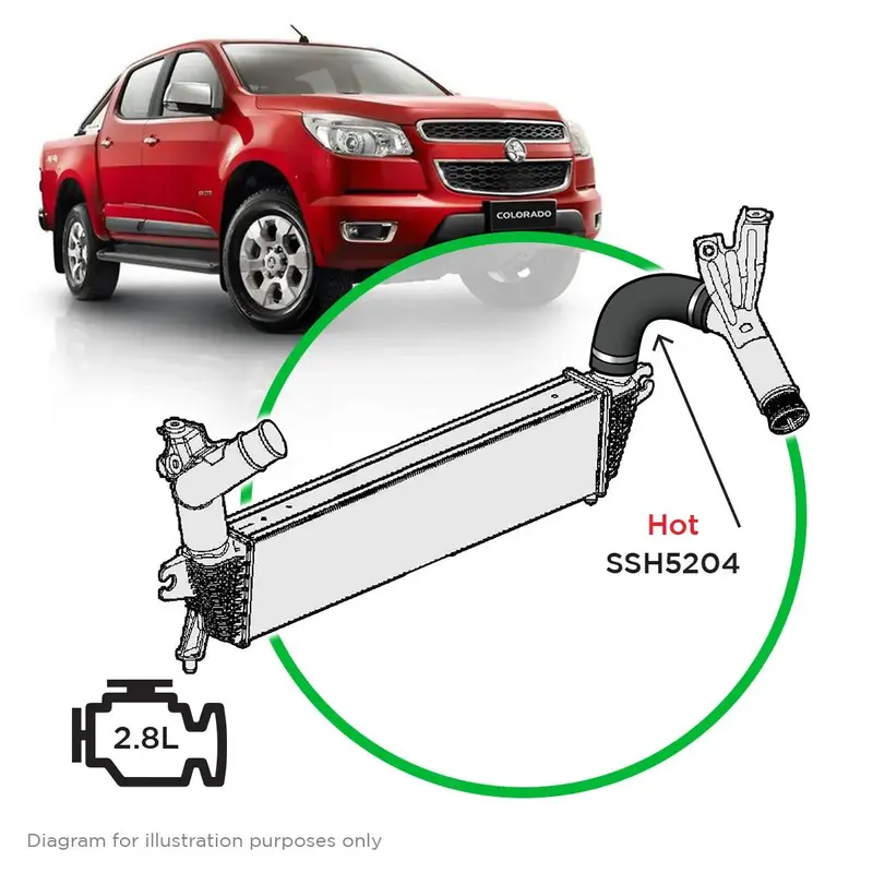 Saas Silicone Intercooler Hot Pipe To Suit Holden Colorado Rg 2.8L Ctdi  2012 - On - Ssh5204 1
