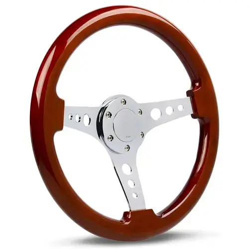 Saas Steering Wheel Wood 14" Adr Logano Chrome Spoke & Button - Sw506cr 1