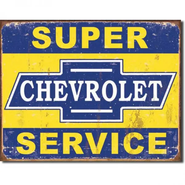Super Chevrolet Service Weathered Metal Sign 41Cm X 32Cm - Msi1355 1