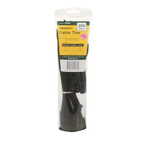 Tridon Toothpaste Tube Cable Tie Combo Pack - Black Ctp27 1