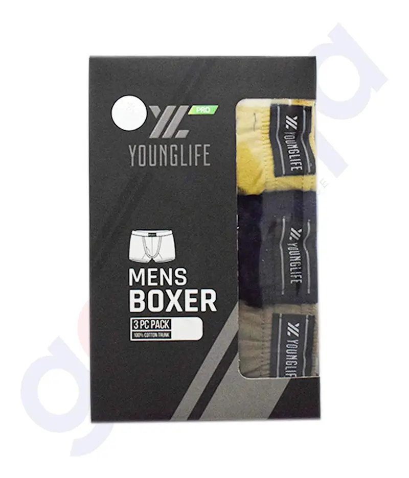Younglife Pro Mens Boxer 3 Pcs Pack 100% Cotton Trunk - Ylmb825c 1
