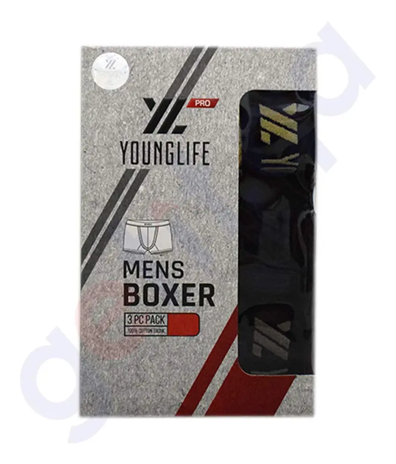 Younglife Pro Mens Boxer 3 Pcs Pack 100% Cotton Trunk Ylmb919c 1