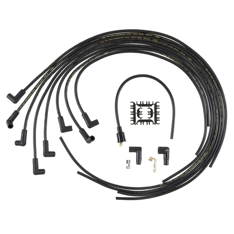 Accel 4041K Universal Fit Spark Plug Wire Set; Black; 8Mm; Graphite Core; 90 Deg. Boots; 1