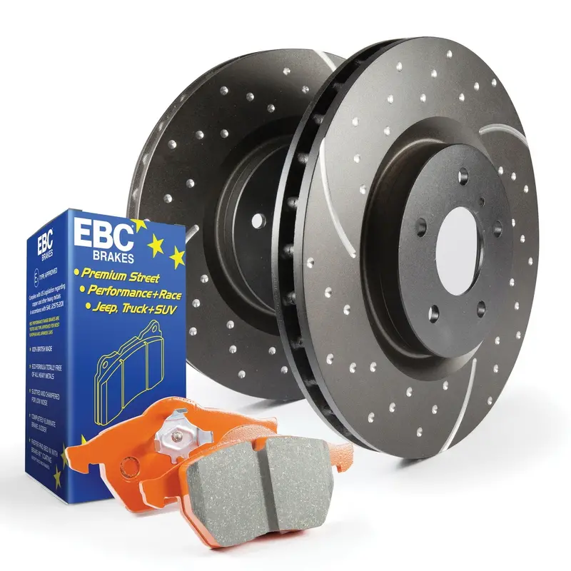 Ebc S8 Series Brake Kit – Orangestuff Pads With G-Code Drilled & Slotted Rotors 1