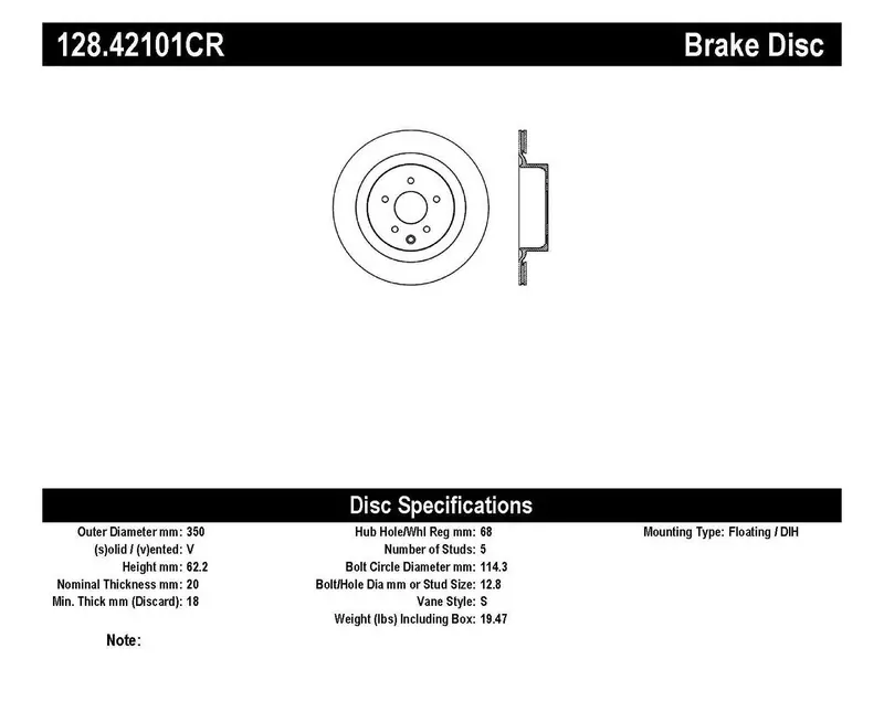 Stoptech 128.42101Cr Stoptech Sport Cryo Drilled Brake Rotor; Rear Right 1