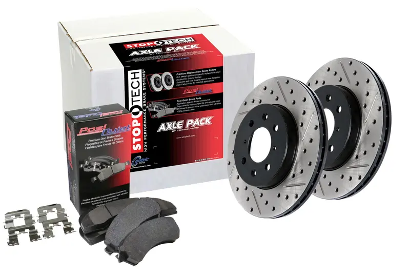 Stoptech 938.45531 Street Axle Pack – Drilled & Slotted Rear Brake Kit 1