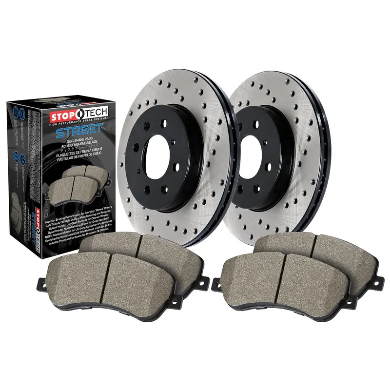 Stoptech 939.37547 Stoptech Street Axle Pack; Drilled; Rear Brake Kit 1