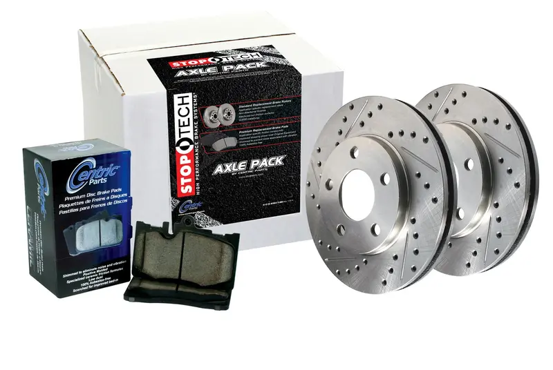 Stoptech Sport Axle Brake Kit – Slotted Rotors + Stainless Lines, 4-Wheel 1
